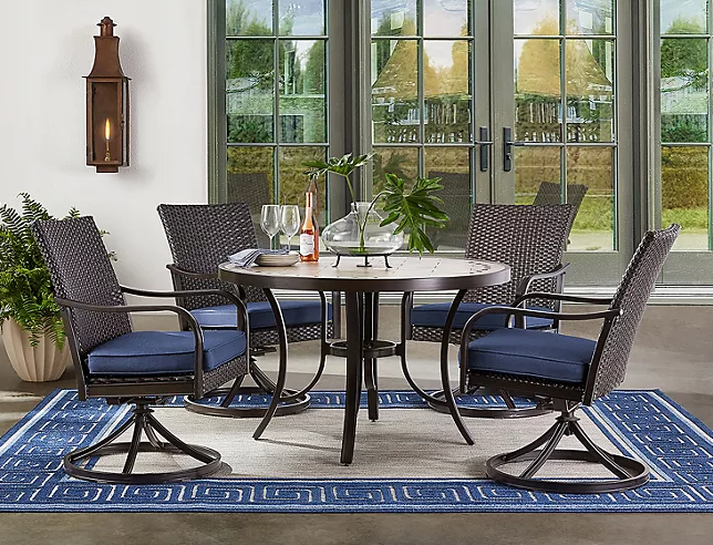 Member s Mark Heritage 5 Piece Round Dining Set Indigo Blue Eshop House LLC