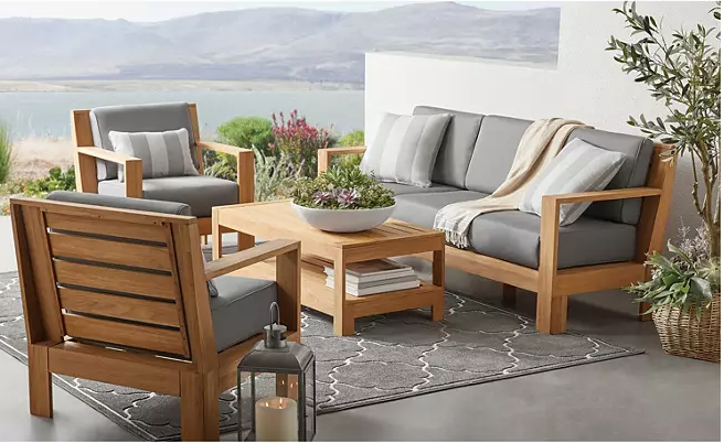 Member's Mark Newport 4-Piece Teak Deep Seating Patio Set with Sunbrella Fabric