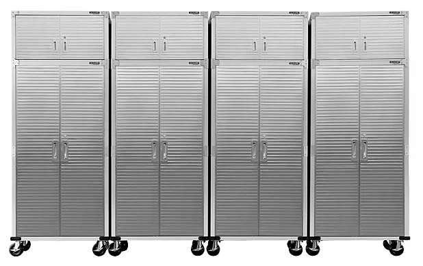 Seville Classics UltraHD 8-Piece Rolling Steel Garage Storage Cabinet With Stacker Set, 12 Feet Wide