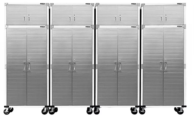 Seville Classics UltraHD 8-Piece Rolling Steel Garage Storage Cabinet With Stacker Set, 12 Feet Wide