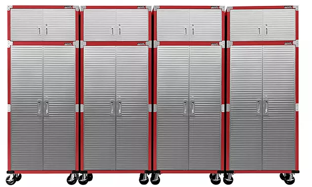 Seville Classics UltraHD 8-Piece Rolling Steel Garage Storage Cabinet With Stacker Set, 12 Feet Wide