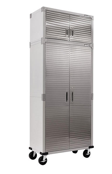 Seville Classics UltraHD 2-Piece Rolling Steel Garage Storage Cabinet With Stacker Set, 36" W x 18" D x 90.5" H