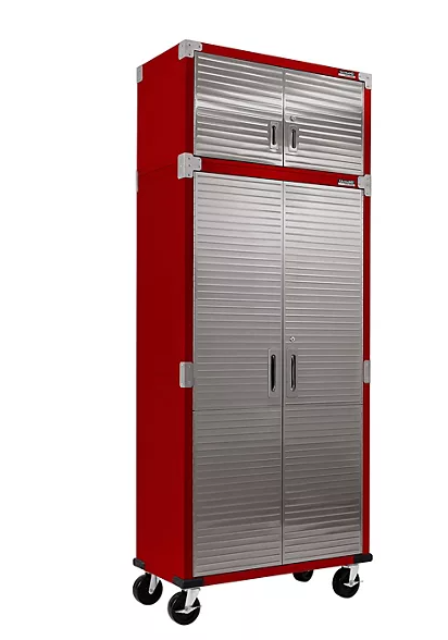 Seville Classics UltraHD 2-Piece Rolling Steel Garage Storage Cabinet With Stacker Set, 36" W x 18" D x 90.5" H