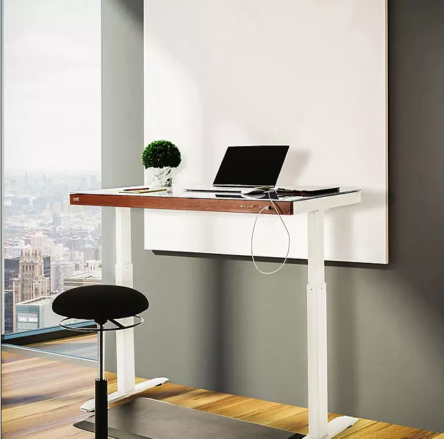 Seville Classics airLIFT 48" Tempered Glass Electric Sit-Stand Desk