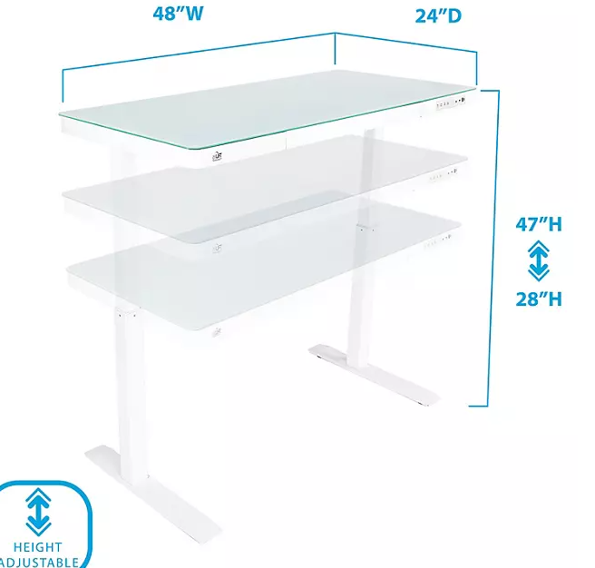 airLIFT Electric Sit-Stand Desk with Tempered Glass Top, Assorted Colors
