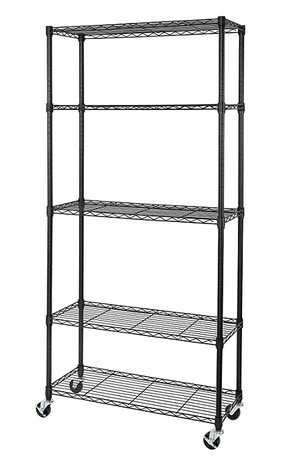 Seville Classics 5-Tier Steel Wire Shelving, 36” W x 14” D x 76” H