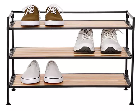 Seville Classics 3-Tier Resin Slat Shoe Rack, 26.5" W x 12.2" D x 19" H