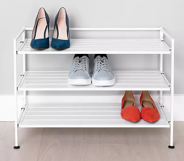 Seville Classics 3-Tier Resin Slat Shoe Rack, 26.5" W x 12.2" D x 19" H