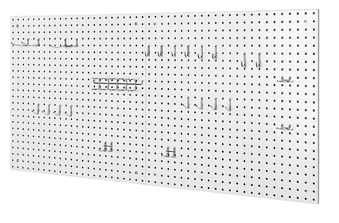 Seville Classics® UltraHD 2-Piece Pegboard Set With 23-Piece Hook Assortment, 24" W x 24" H