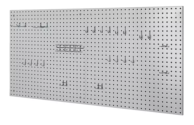 Seville Classics® UltraHD 2-Piece Pegboard Set With 23-Piece Hook Assortment, 24" W x 24" H