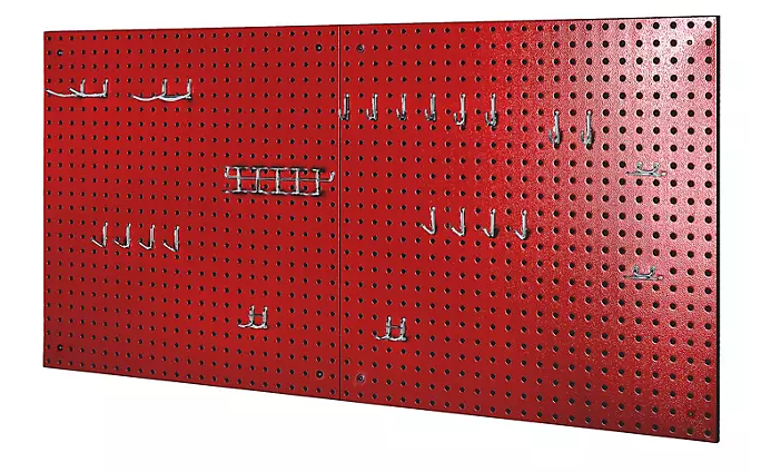 Seville Classics® UltraHD 2-Piece Pegboard Set With 23-Piece Hook Assortment, 24" W x 24" H