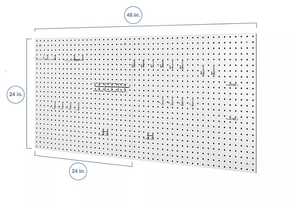 Seville Classics® UltraHD 2-Piece Pegboard Set With 23-Piece Hook Assortment, 24" W x 24" H