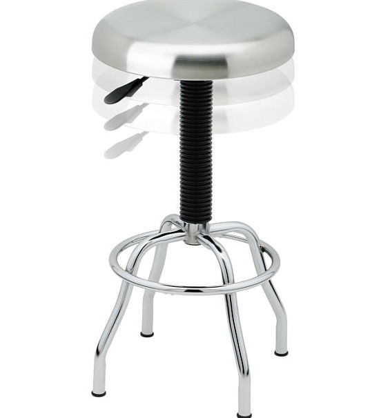 Seville Classics® Stainless Steel Seat Pneumatic Adjustable Work Stool, 19" W x 25.5" to 29.75" H