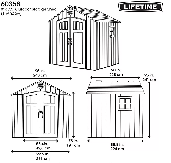 Lifetime 8'x 7.5' Outdoor Storage Shed