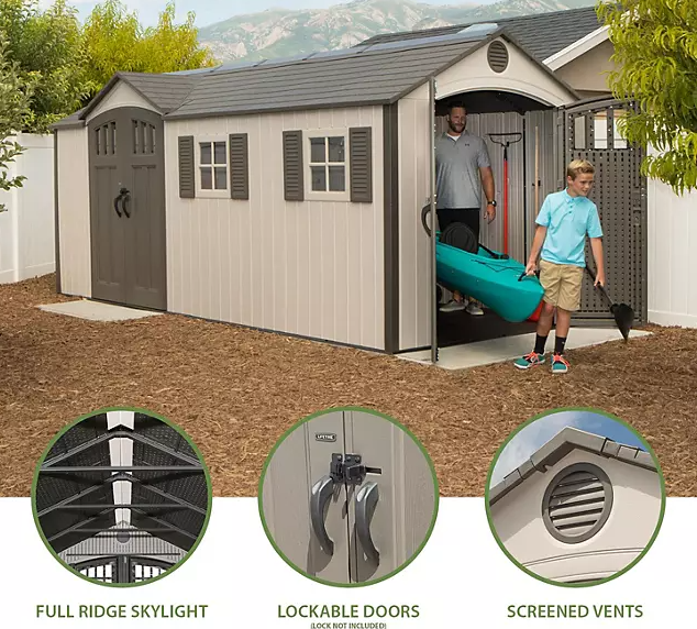 Lifetime 8' x 17.5' Outdoor Storage Shed (Dual Entry)