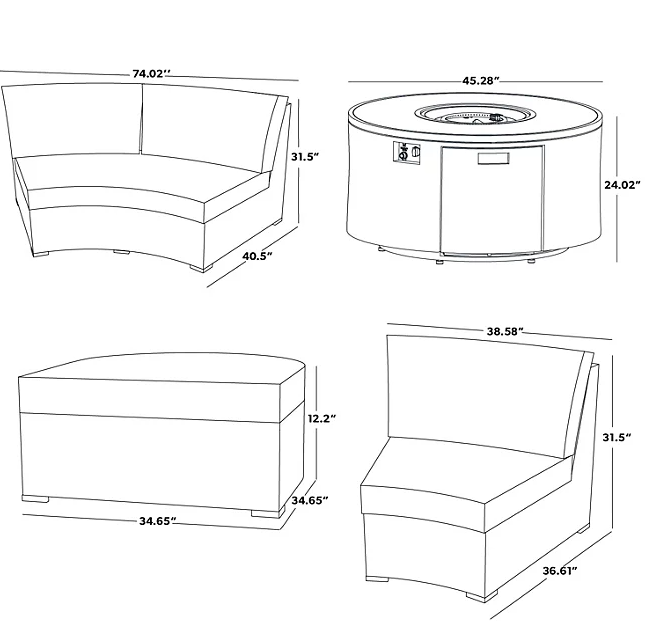 Member’s Mark Lyon 6-Piece Rounded Sectional with Fire Pit