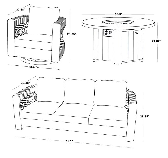 Member’s Mark Halifax 4-Piece Deep Seating Set with Fire Pit