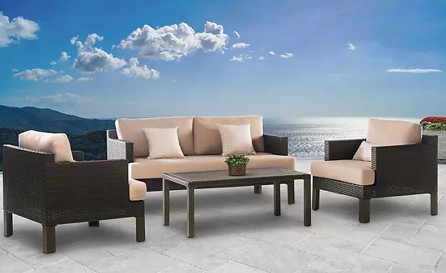 Maui Outdoor 4-Piece Patio Seating Set with Sunbrella Fabric, Assorted Colors