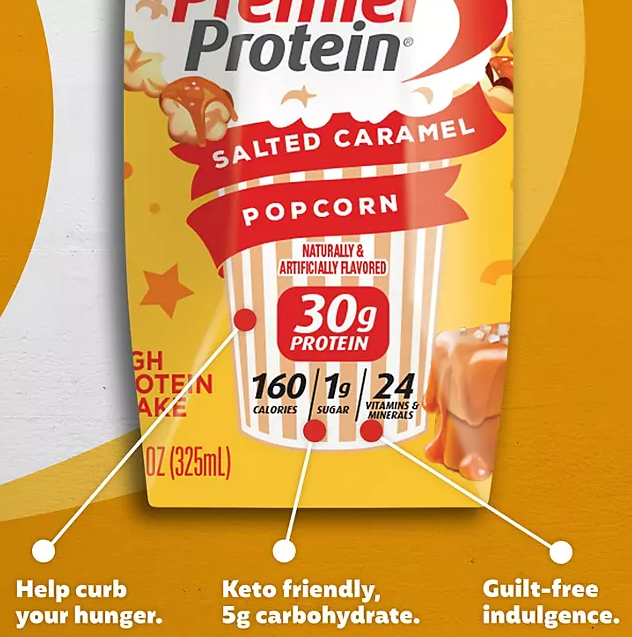 Premier Protein High Protein Shake, Salted Caramel Popcorn (11 fl. oz., 15 pk.)