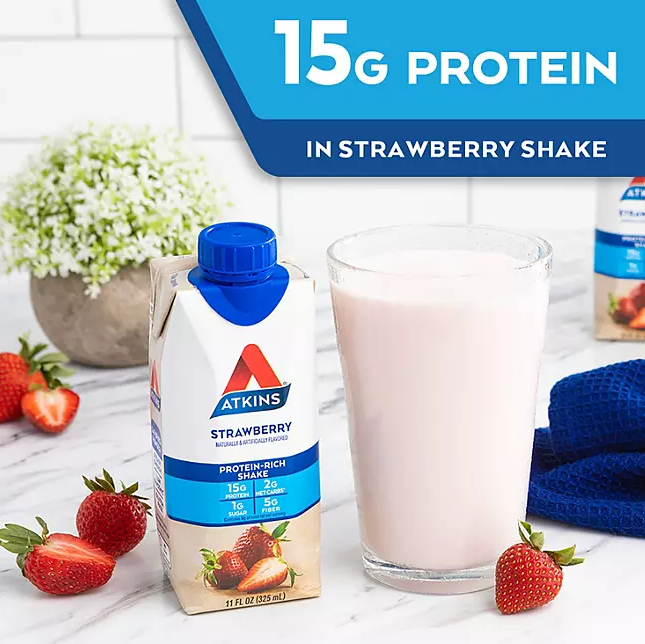 Atkins 15g Keto Protein Shake, Strawberry (11 fl. oz. 15 pk.)