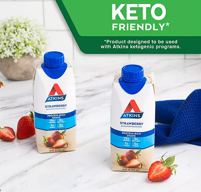 Atkins 15g Keto Protein Shake, Strawberry (11 fl. oz. 15 pk.)