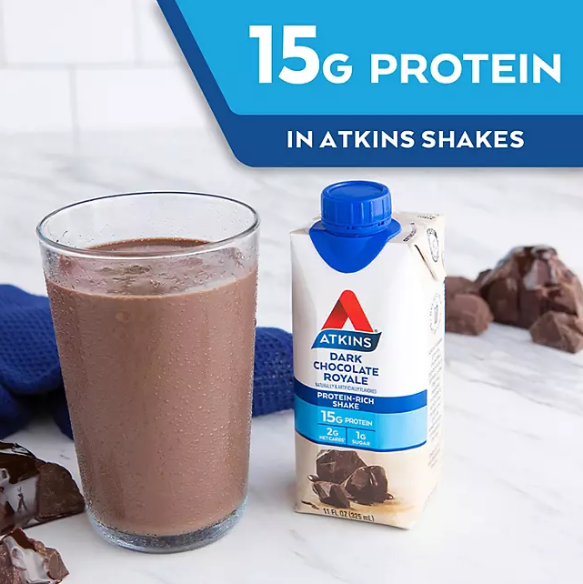 Atkins 15g Keto Protein Shake, Dark Chocolate Royale (11 fl. oz., 15 pk.)