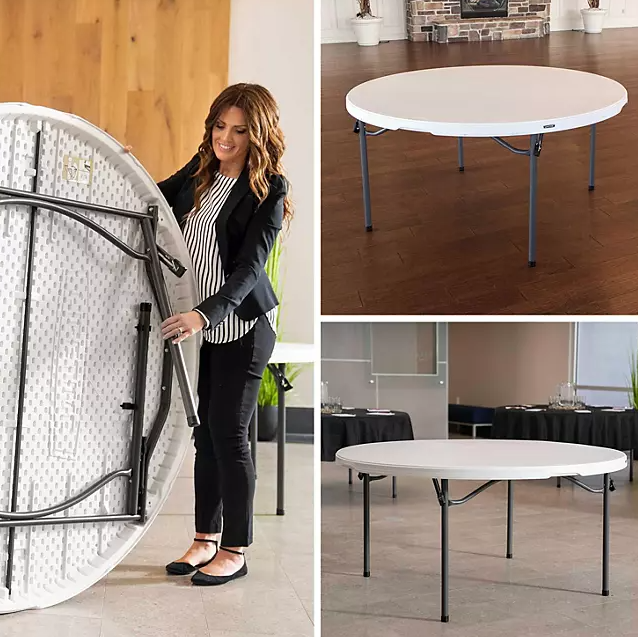 Lifetime 60" Round Commercial Grade Nesting Folding Table (Assorted Colors)