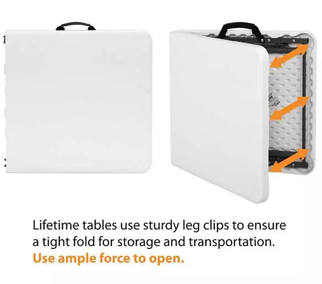 Lifetime 4' Fold-in-Half Adjustable Light Commercial Grade Table, White Granite