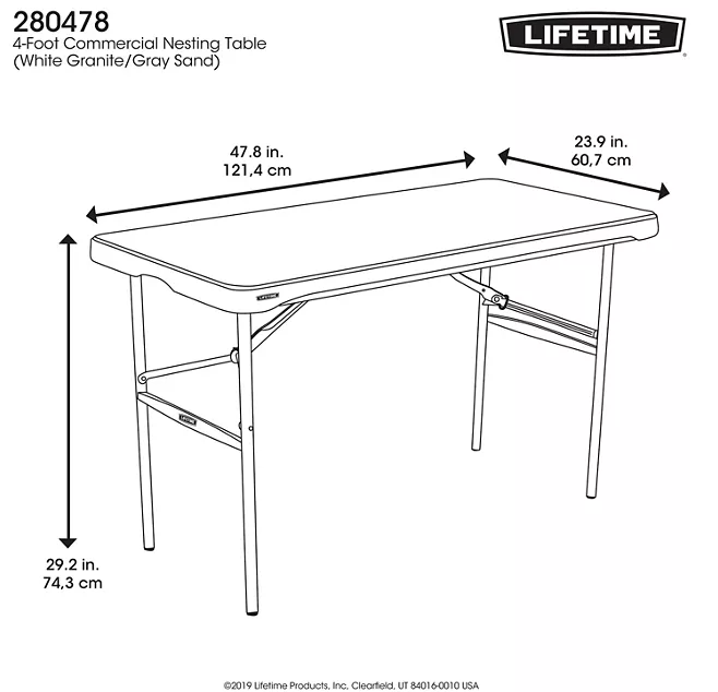 Lifetime 4-Foot Nesting Table (Commercial), 280478