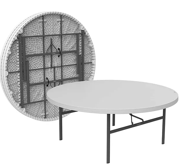 Lifetime 72" Round Commercial Grade Folding Table, 4 Pack - White Granite