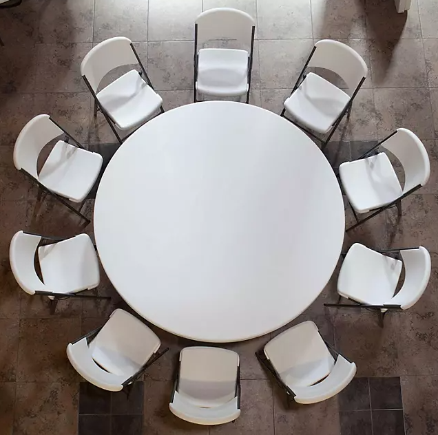 Lifetime 72" Round Commercial Grade Folding Table, 4 Pack - White Granite