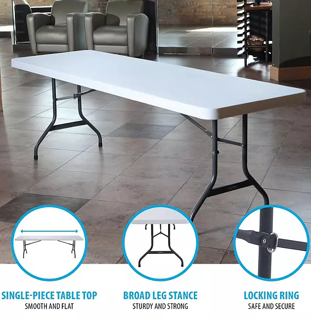 Lifetime 8' Commercial-Grade Folding Table - 4 Pack, Choose a Color