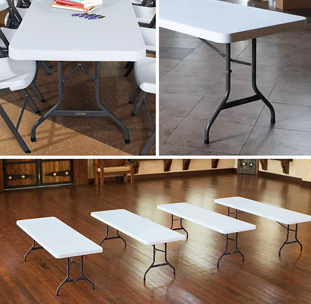 Lifetime 8' Commercial-Grade Folding Table - 4 Pack, Choose a Color