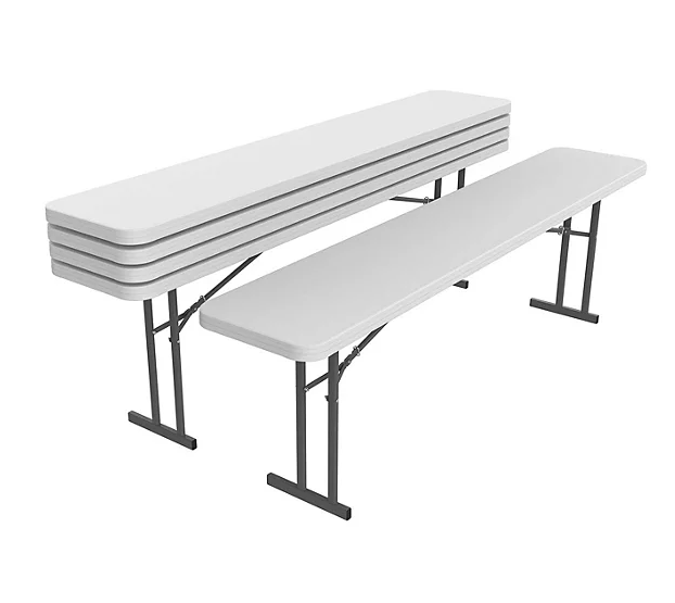 Lifetime 8' Seminar Folding Table, 5 Pack - White Granite