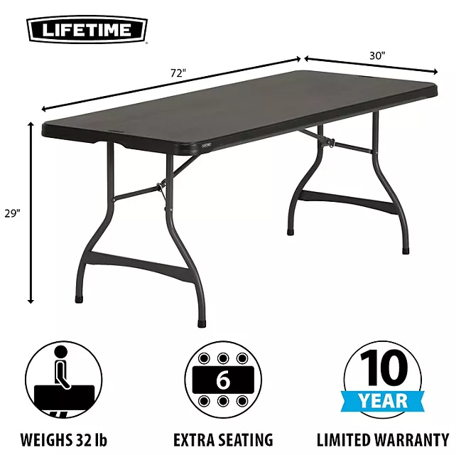 Lifetime 6-Foot Commercial Folding Nesting Table