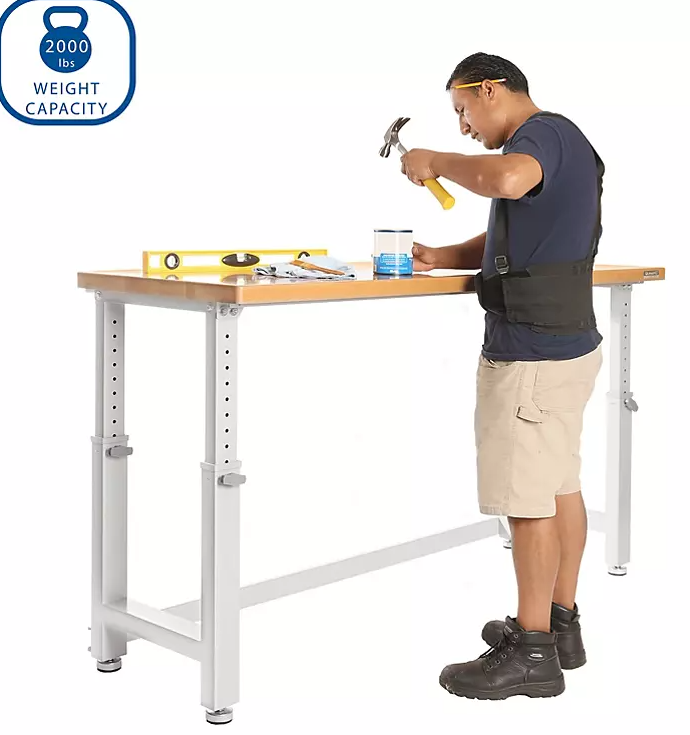 UltraHD® Height Adjustable Heavy Duty Workbench, 72" x 25", Solid Wood Top - Eshop House LLC