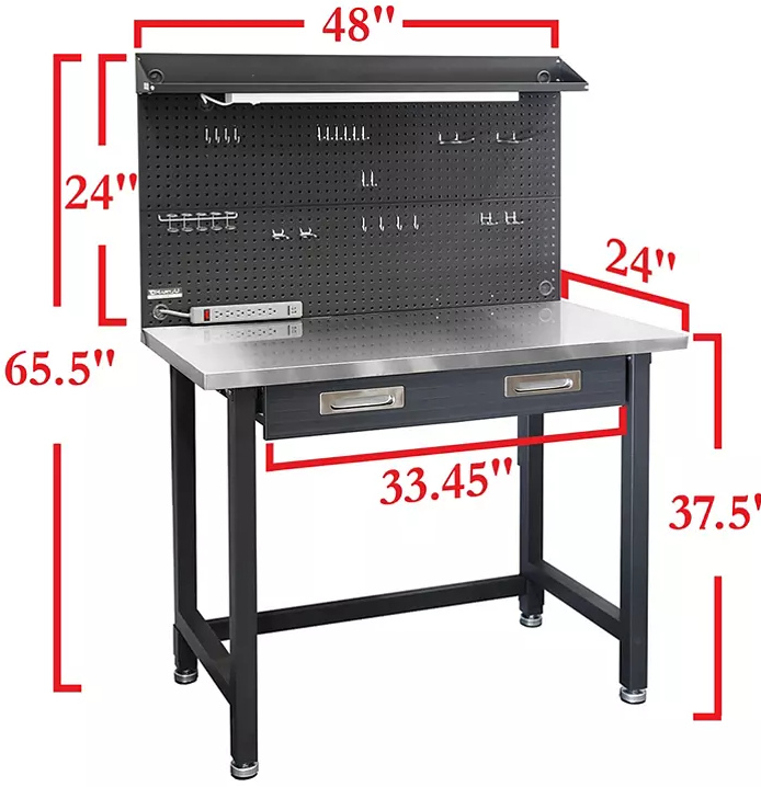 Seville Classics UltraHD Stainless Steel LED Lighted Workcenter - Eshop House LLC