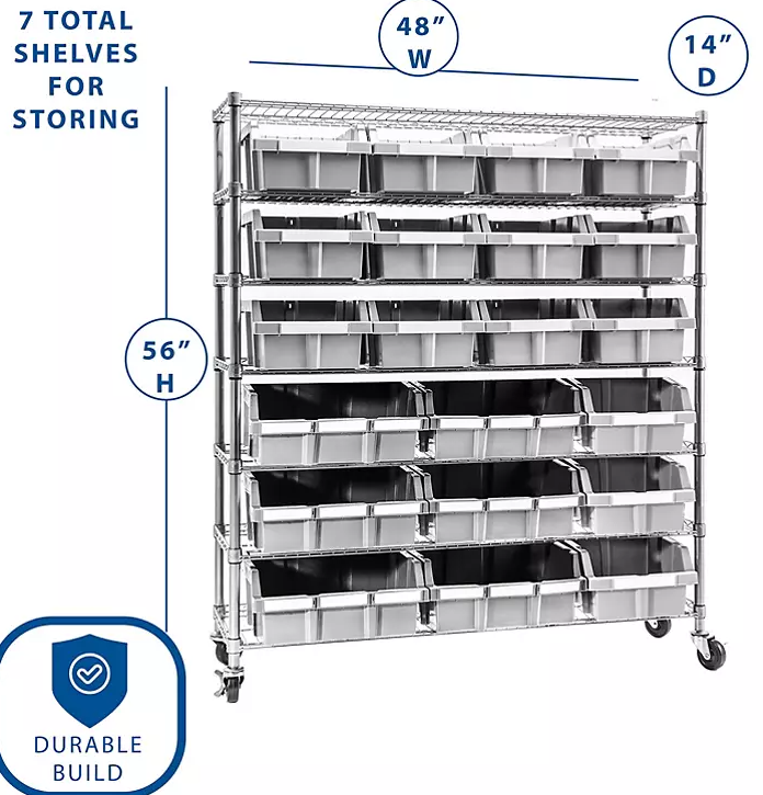 Seville Classics Commercial 7-Tier 21-Bin Extra-Large NSF-Certified Bin Rack - Eshop House LLC