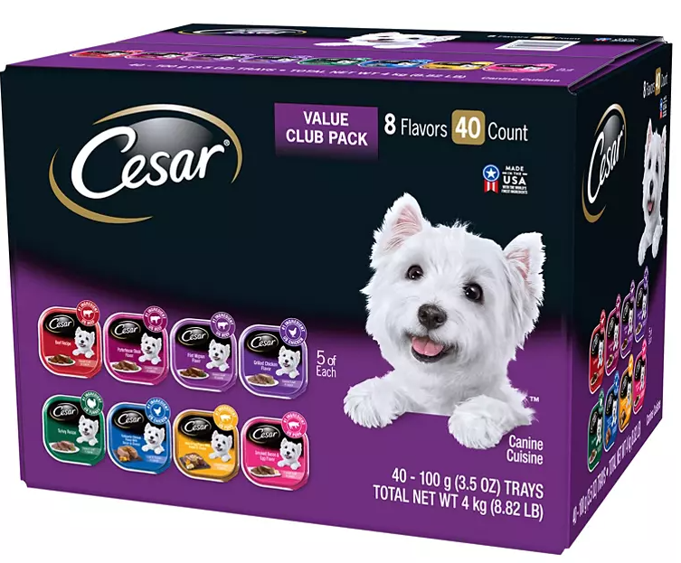 Cesar Canine Cuisine Wet Dog Food, 8 Flavor Variety Pack Classic Loaf in Sauce (3.5 oz., 40 ct.) - Eshop House LLC