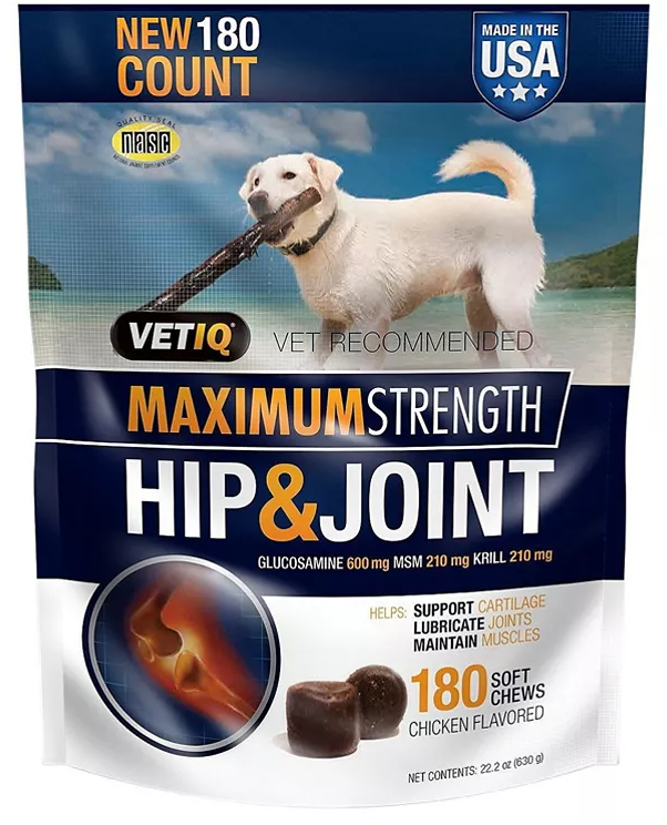VETIQ Maximum Strength Hip & Joint Soft Dog Chews, Chicken Flavored (180 ct.) - Eshop House LLC