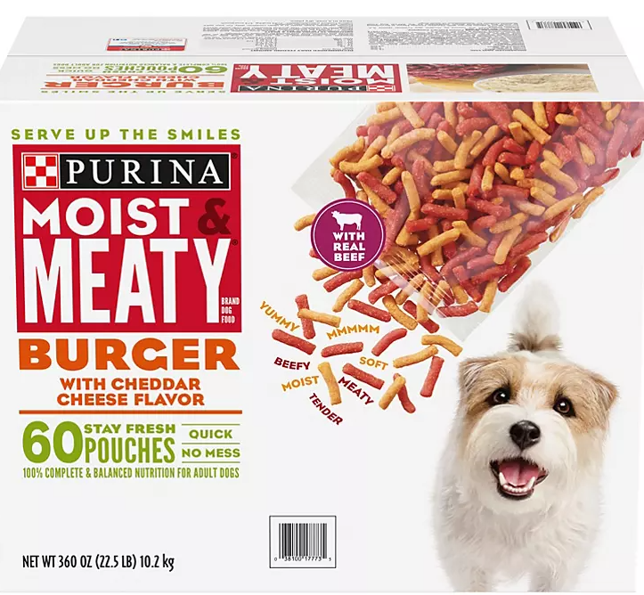Purina Moist & Meaty Dog Food, Burger with Cheddar Cheese Flavor (6 oz., 60 ct.) - Eshop House LLC
