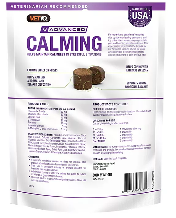 VETIQ Advanced Calming Soft Dog Chews, Hickory Smoke Flavored (90 ct., 2 pk.) - Eshop House LLC