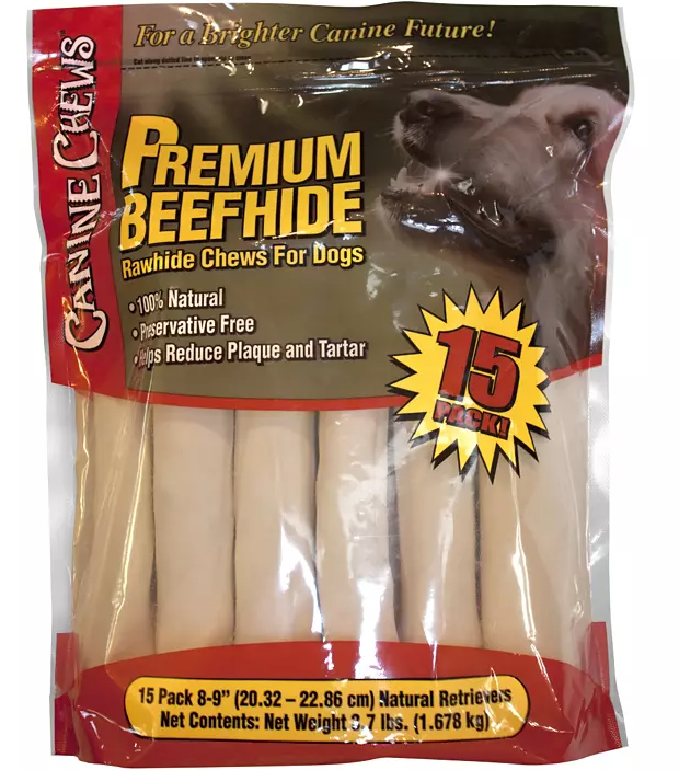 Canine Chews Premium All-Natural Beef Hide Canine Retrievers (15 ct.) - Eshop House LLC