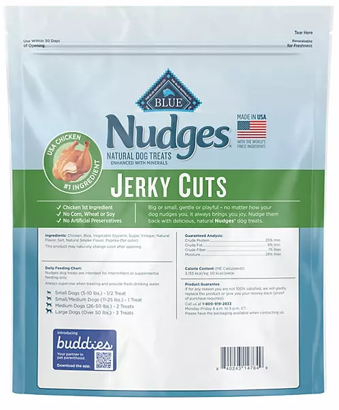 Blue Buffalo Nudges Natural Jerky Cut Dog Treats, Chicken Flavored (40 oz.) - Eshop House LLC