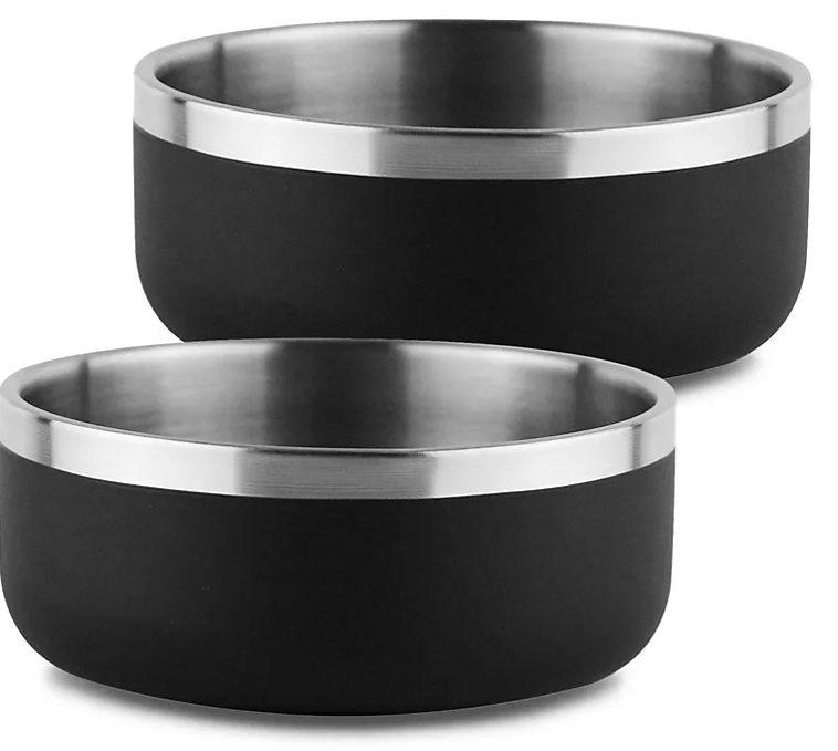 Double-Walled 2 pk. Dog Bowl w/ Silicone Feet, 3 cups (Choose color) - Eshop House LLC