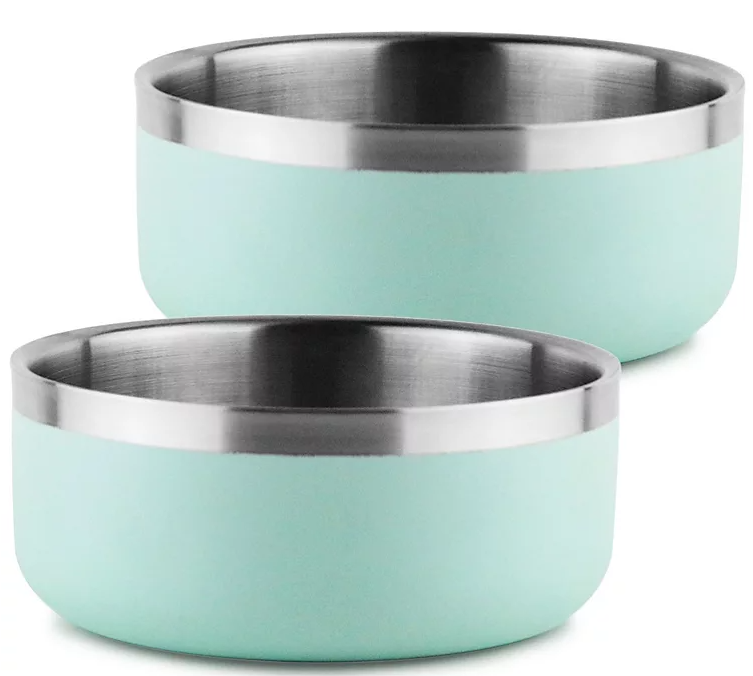 Double-Walled 2 pk. Dog Bowl w/ Silicone Feet, 3 cups (Choose color)