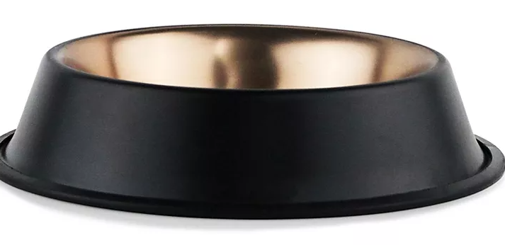 Non-Skid Matte Black and Copper Dog Bowl, 2 pk. (Choose Size) - Eshop House LLC