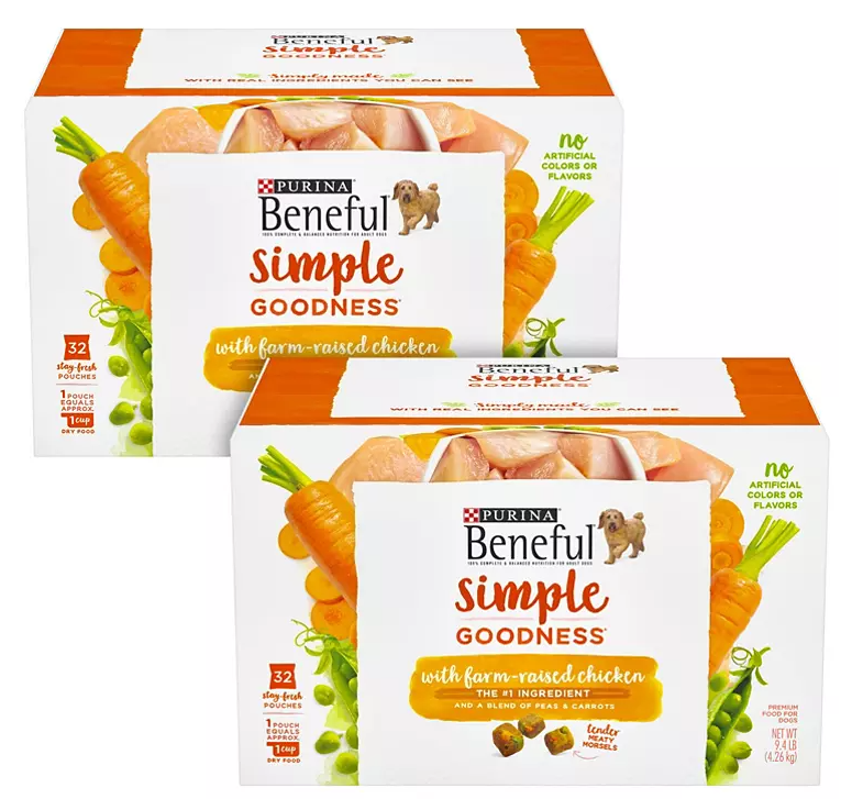 Purina Beneful Simple Goodness Tender Meaty Morsels Adult Dog Food, Stay Fresh Pouches (64 ct.) - Eshop House LLC