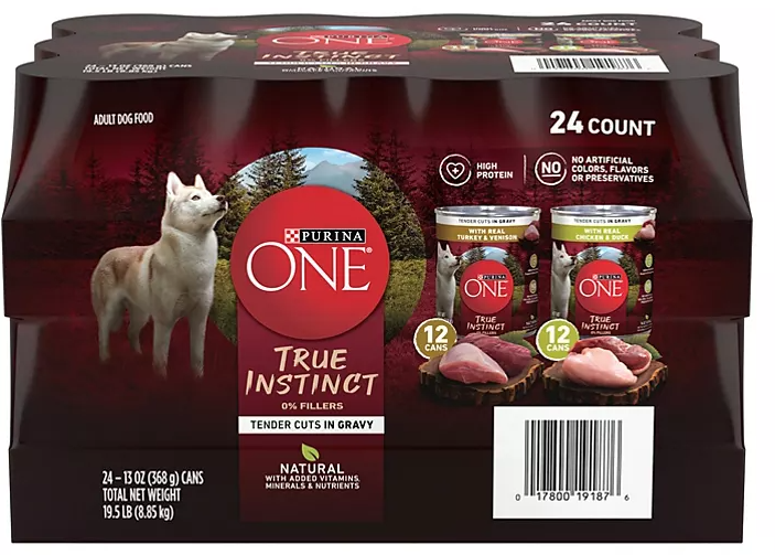 Purina ONE Natural Canned Wet Dog Food, True Instinct Tender Cuts Variety Pack (13 oz./can, 24 cans) - Eshop House LLC