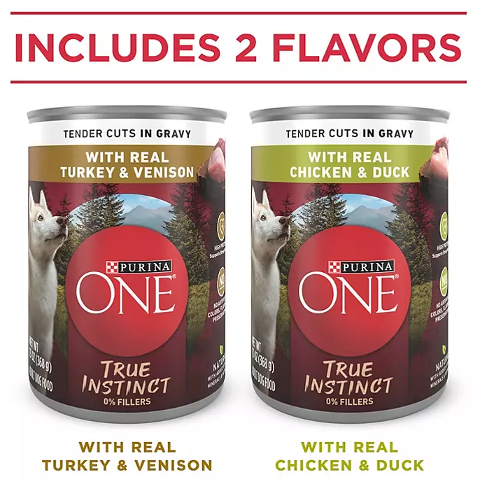 Purina ONE Natural Canned Wet Dog Food, True Instinct Tender Cuts Variety Pack (13 oz./can, 24 cans) - Eshop House LLC